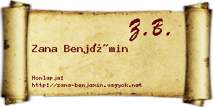 Zana Benjámin névjegykártya